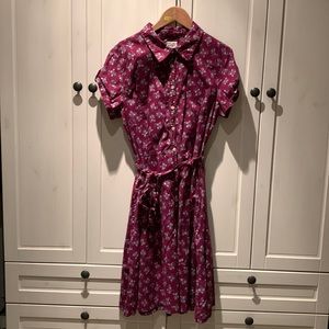 Cottagecore style floral cotton shirt dress.